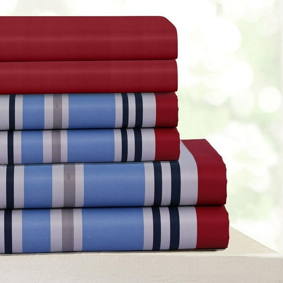 Cody Stripe Beverly Hills 400 Thread Count Egyptian Quality Cotton Sheets Set with BONUS Pillowcases Cooling, Fully Elasticized Fitted Sheet