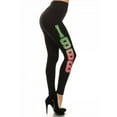 thumbnail image 1 of Extra Soft Capri Leggings with High Wast, "1986", Black / Green, 1 of 5