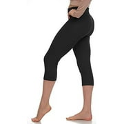 Extra Soft Capri Leggings with High Wast - 20 Colors - Plus (Plus Size (XL - 3XL), Black - Yoga Waist)