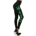 thumbnail image 1 of Extra Soft Capri Leggings with High Wast, "Marijuana Leaf & 420", Black / Green, 1 of 2