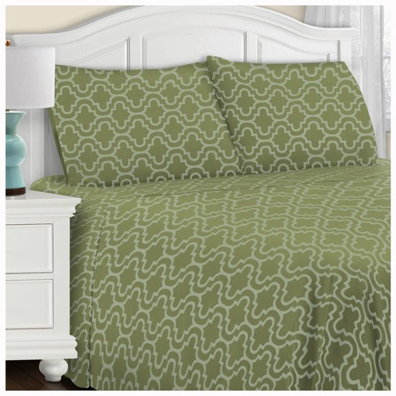 Extra Soft Fitted Sheet, Sage Trellis, Twin