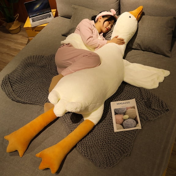 Extra Soft Goose Stuffed Animal Hugging Pillow Round Belly Goose Stuffed Animal Pillow Toy Goose Plush Soft Hugging Pillow, White 130cm/51.18in
