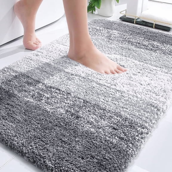 Extra Soft Grey Microfiber Bath Mat 30x20 Quick Dry Machine Washable Rug