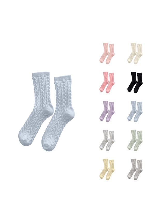 Extra Soft Knit Crew Socks, Cozy Thermal Winter Sleeping Booties for Women, Fuzzy Fluffy Cable Knit Warm Indoor Floor Comfort Housewarming Slouch Sock