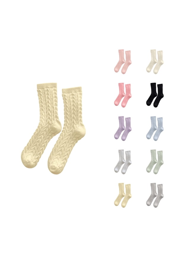 Extra Soft Knit Crew Socks, Cozy Thermal Winter Sleeping Booties for Women, Fuzzy Fluffy Cable Knit Warm Indoor Floor Comfort Housewarming Slouch Sock