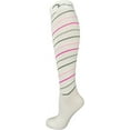 thumbnail image 1 of Extra Soft Small/Medium Colorful Compression Socks, Moderate/Medium Graduated Compression 15-20 mmHg. Therapeutic, Occupational, Travel & Flight Knee-High Hosiery. Stylish Colors: Candy Cane Swirl, 1 of 3