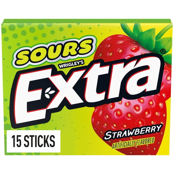 Extra Sours Strawberry Sugar Free Chewing Gum - 15 Stick Pack