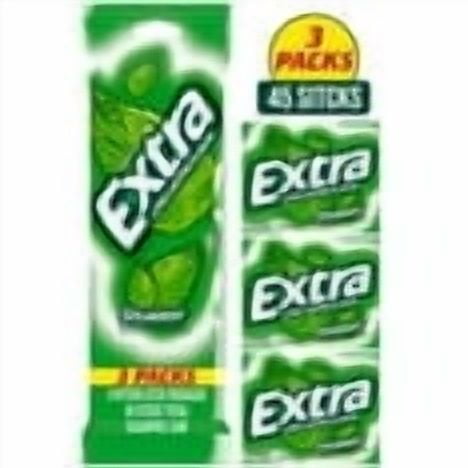 Extra Spearmint Sugar Free Chewing Gum - 15 Count 3 Pack (Pack of 6)