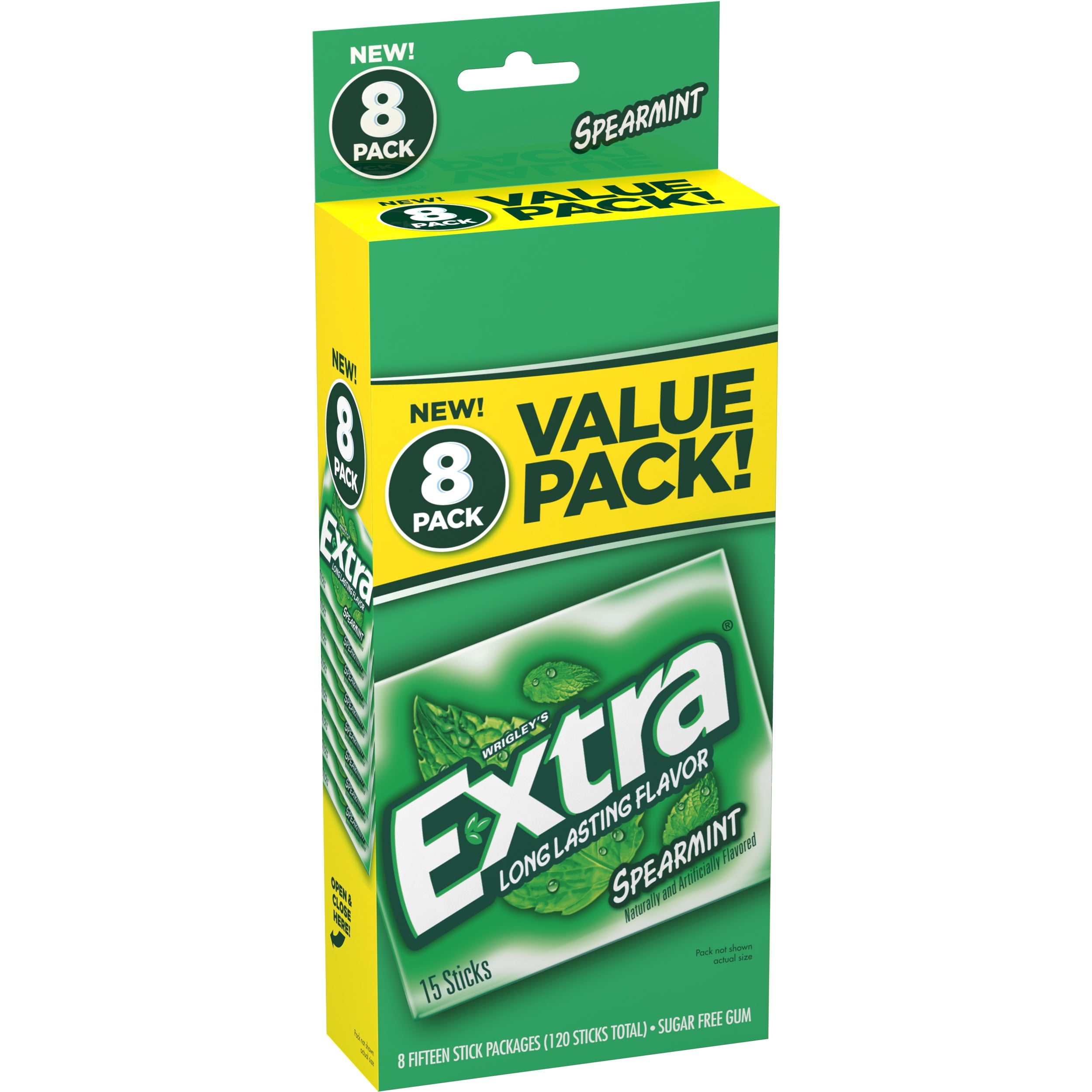 Extra Spearmint Sugar Free Chewing Gum Bulk 15 ct (8 Pack)