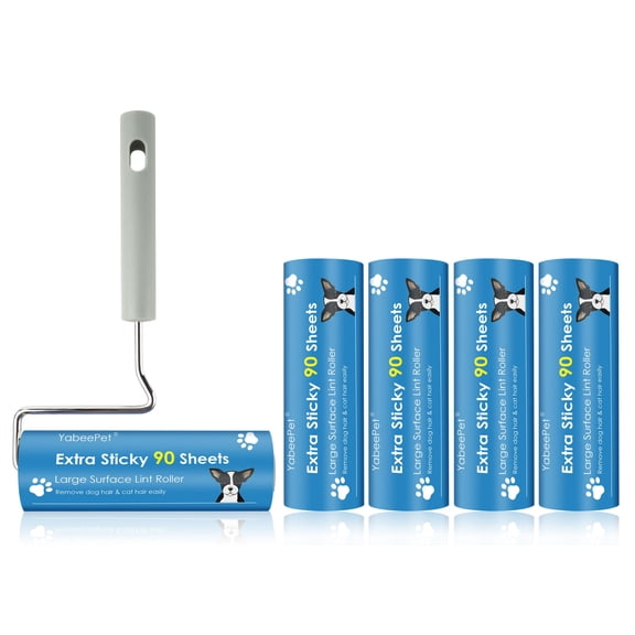 Extra Sticky Large Surface Lint Roller, 6.3'' Giant Lint Roller for Pet Hair, Lint Remover Roller for Cat Hair, Clothes, Furniture (1 Handle + 450 Sheets)