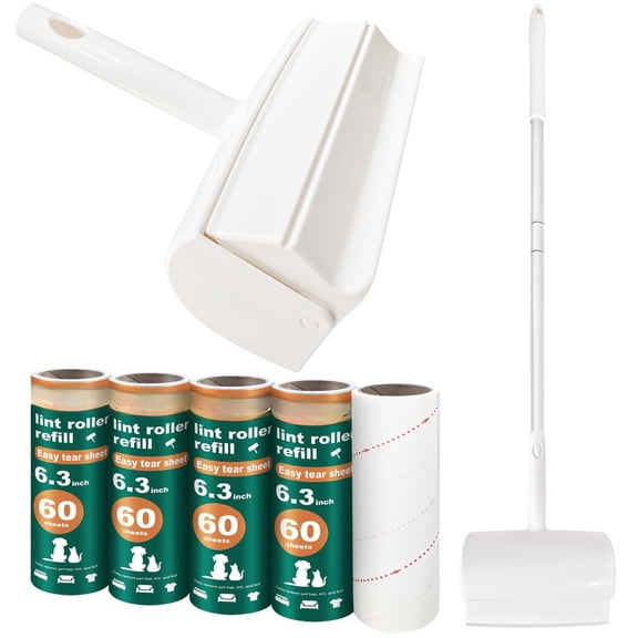 Extra Sticky Lint Roller with 1 Roller + 5 Refills, 300 Total Sheets, 45" Extended Handle