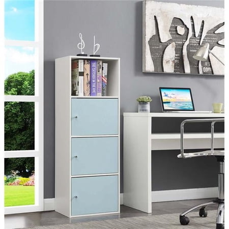 Extra Storage 3 Door Cabinet, White & Seafoam