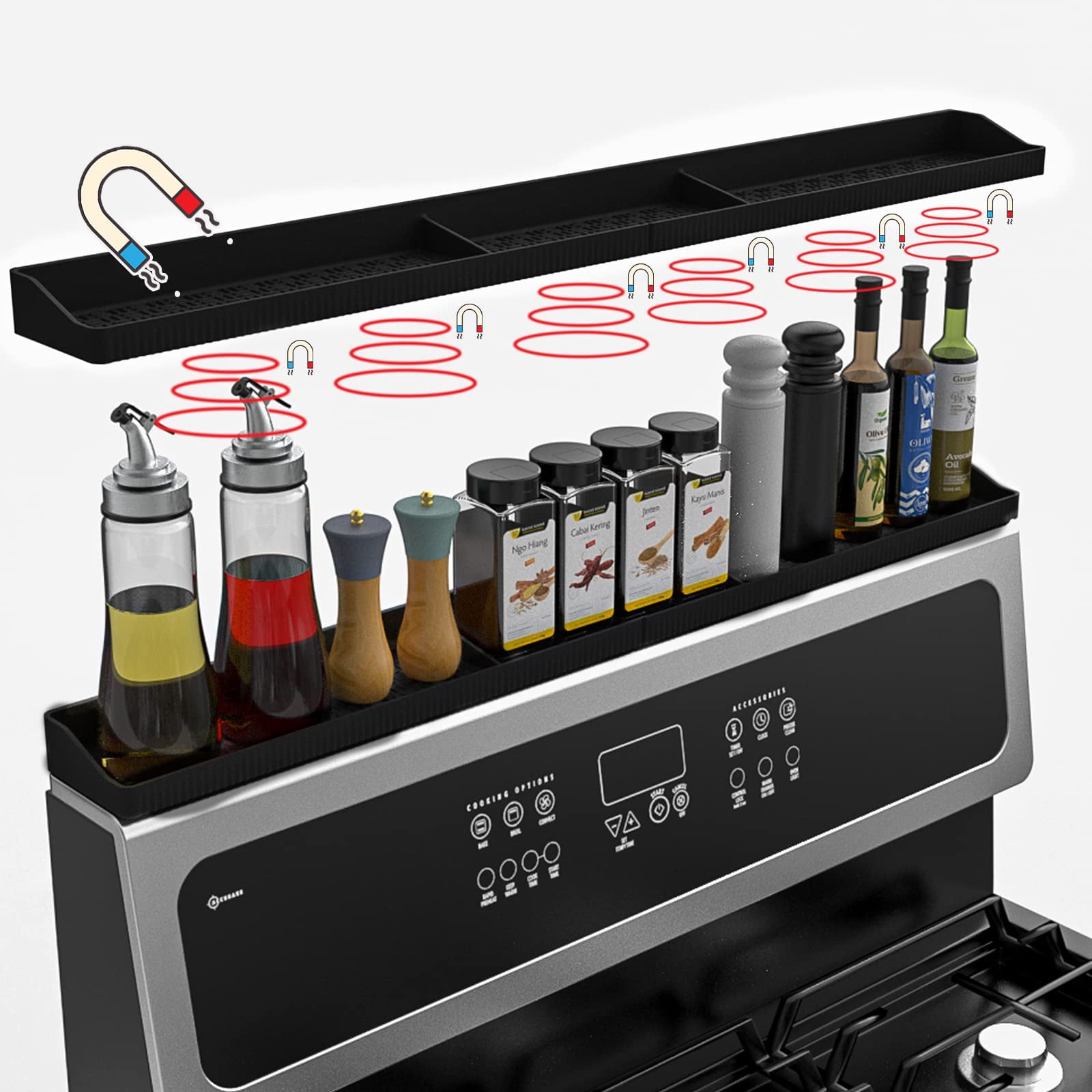 Extra Storage Shelf for Stove Top 30 Inch, Strong Magnetic Silicone ...
