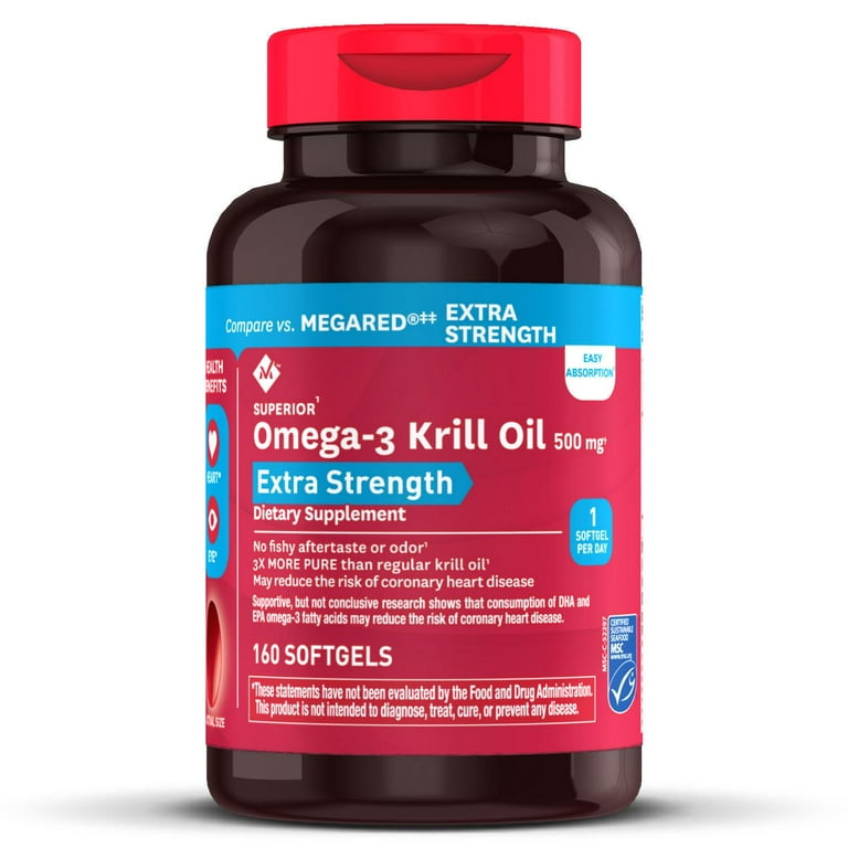 Extra Strength 100 Pure Omega 3 Krill Oil 500mg 160 ct
