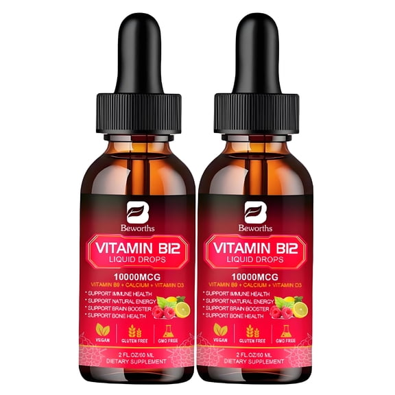 Extra Strength 10000mcg Vitamin B12 Liquid Vit B12 Drops - Methylcobalamin, VIT B12 B9 D3 Support Energy Digestive Immune Mood Health, High-Absorption, 120 Servings, Non-GMO, Vegan Friendly