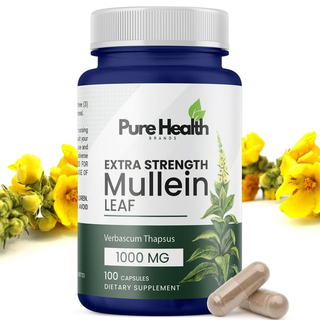 Extra Strength 1000mg Mullein Leaf Capsules, Respiratory Health Mullein Leaf Extract for Lung