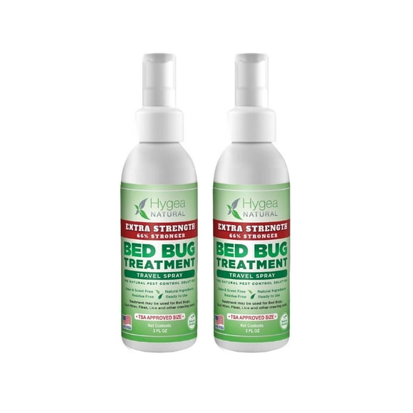 Extra Strength Bed Bug & Mite Natural Travel Spray 2 pack- TSA Approved Size - Child & Pet Friendly - Stain & Odor Free - for Hotel, Suitcase, Backpack, Shoes- 3oz