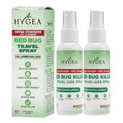 Hygea Natural Lice, Mite, and Bed Bug Travel Spray Bed Bug Treatment Travel Bug Spray, Extra Strength, 3 fl oz 2 pack