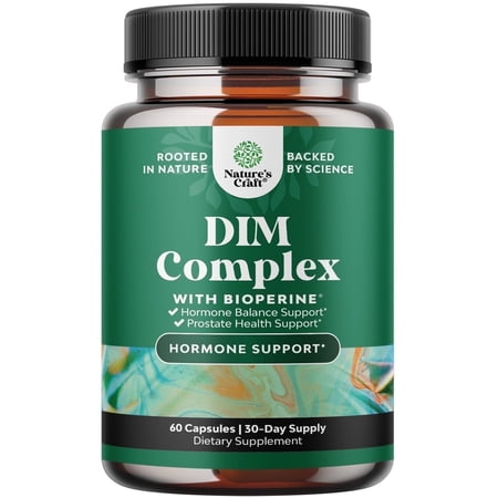 Natures Craft DIM Complex 200mg with BioPerine – Hormone Balance & Prostate Support Supplement, 60 Capsules