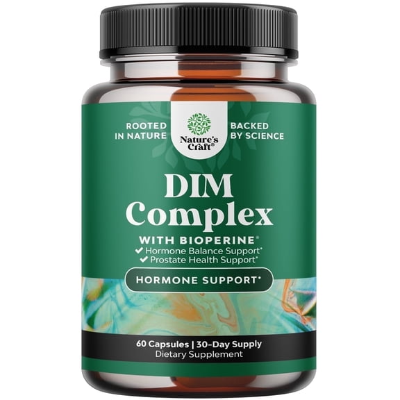 Pure DIM Supplement for Men with Bioperine - DIM Estrogen Blocker for Men for Hormone Balance & Prostate Health - Diindolylmethane Testosterone Complex with Broccoli Florets - 60 Capsules