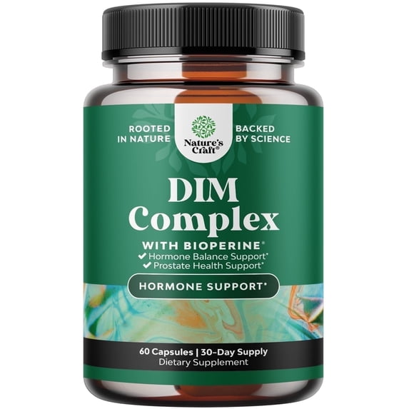 Natures Craft DIM Complex 200mg with BioPerine – Hormone Balance & Prostate Support Supplement, 60 Capsules
