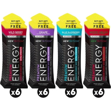 Extra Strength Energy Shot by NewTrition | Long Lasting | Sugar Free | 2-FL OZ | 24-Count | Mixed Display