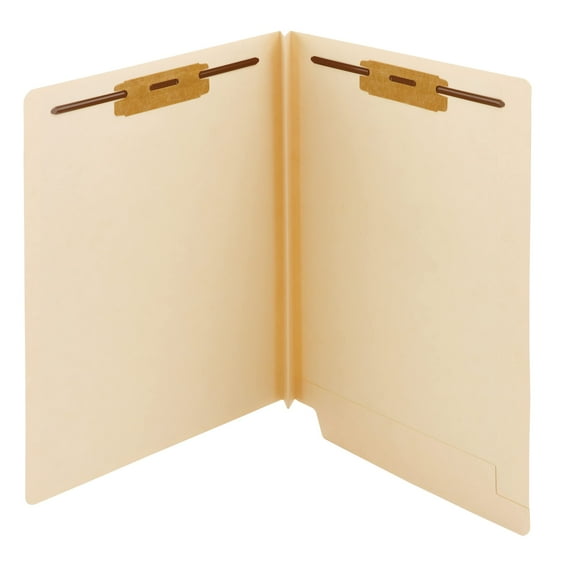 Extra Strength File Folders, Shelf-Master Reinforced Straight-Cut End Tab, 2 Fasteners for Subdividing Documents, 1-1/2" Expansion, Letter Size, 50 per Box, Wood