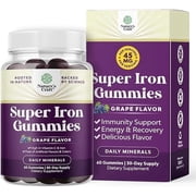 Natures Craft Extra Strength 45mg Iron Gummies with Vitamin C & B Complex, Grape Flavor, 60 Count