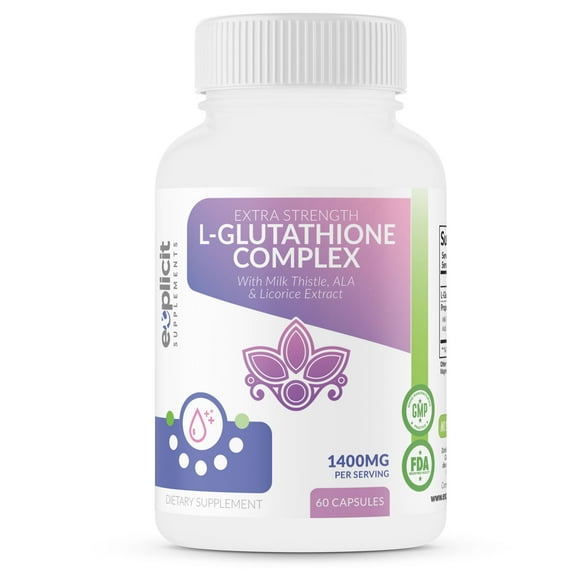 Extra Strength L-Glutathione - Free Radical Neutralizer - 1000mg per Serving, 30 Servings, 60 Capsules