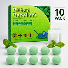 Extra-Strength MouseRepellent Pouches, Peppermint & Cinnamon Oil, Natural Rodent Deterrent Control for Garage, RV, Car, Basement, Attic, Storage, (Pack of 10)