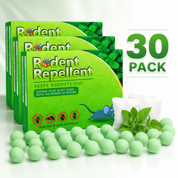 Extra-Strength MouseRepellent Pouches, Peppermint & Cinnamon Oil, Natural Rodent Deterrent Control for Garage, RV, Car, Basement, Attic, Storage, (Pack of 30)