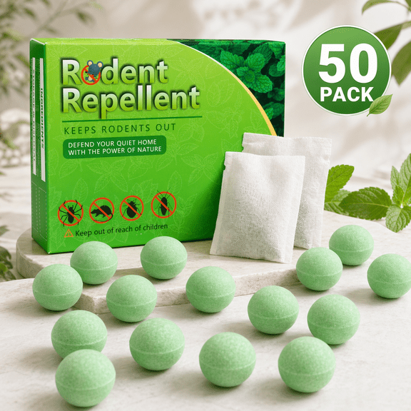 Extra-Strength MouseRepellent Pouches, Peppermint & Cinnamon Oil, Natural Rodent Deterrent Control for Garage, RV, Car, Basement, Attic, Storage, (Pack of 50)
