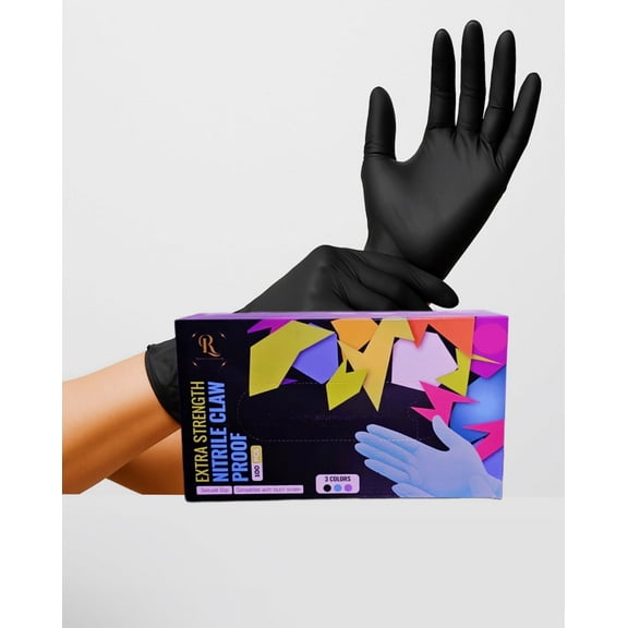 Extra Strength Nitrile Disposable Gloves – 100 Count – Multi-Purpose, Latex-Free, Powder-Free, Textured Fingertips (Medium)
