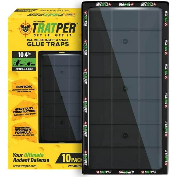 Extra Strength, Pre-Baited Adhesive@, Heavy Duty Plastic Tray, Non-Toxic, Chemical-Free Pest Control for Home, Glue Traps for Mice, Rat, Mouse, Snake, Lizard, Insect. 10 Pack#!