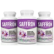 Extra Strength Saffron Extract Diet & Eye Health Supplement - Three 60 Count Bottles, 88.5mg Per Serving