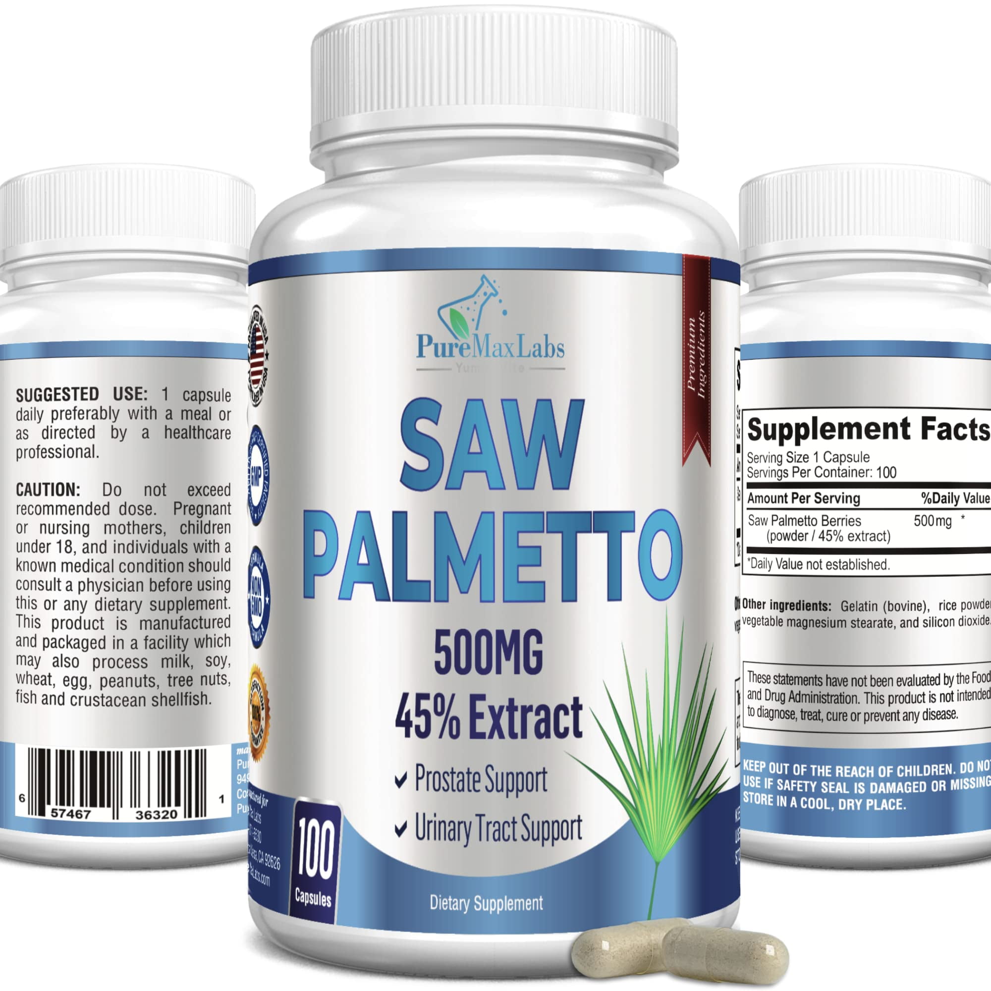 Extra Strength Saw Palmetto 45 Extract Prostate Supplement, Decrease