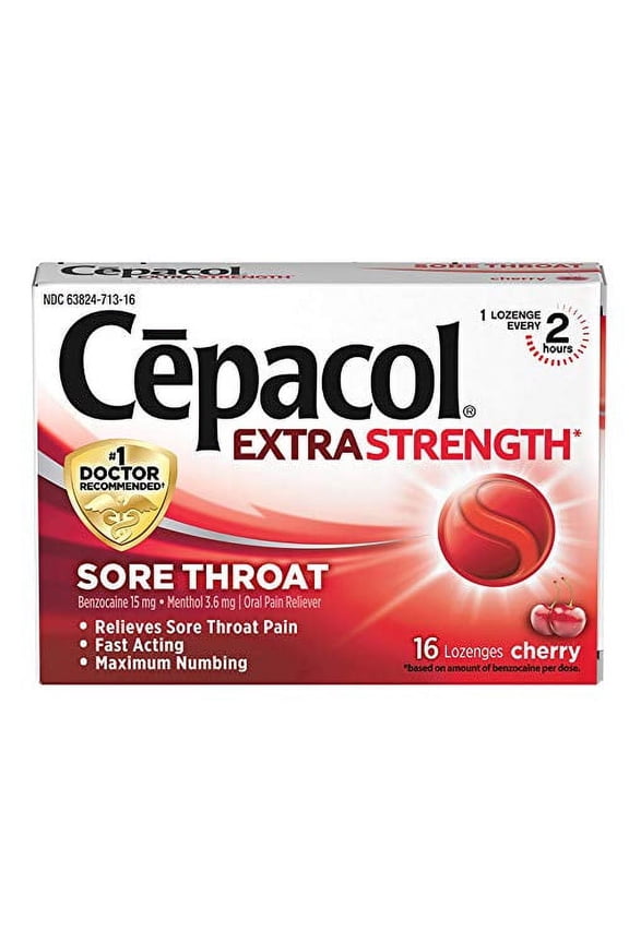 Extra Strength Sore Throat Lozenges, Cherry 16Ct