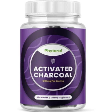 Pure Activated Charcoal Pills Detox & Cleanse - Purifying Coconut Capsules with 1200 mg Per Serving for Bloating Relief - Active Detoxification Supplement for Body & Gut Health - 90 Count