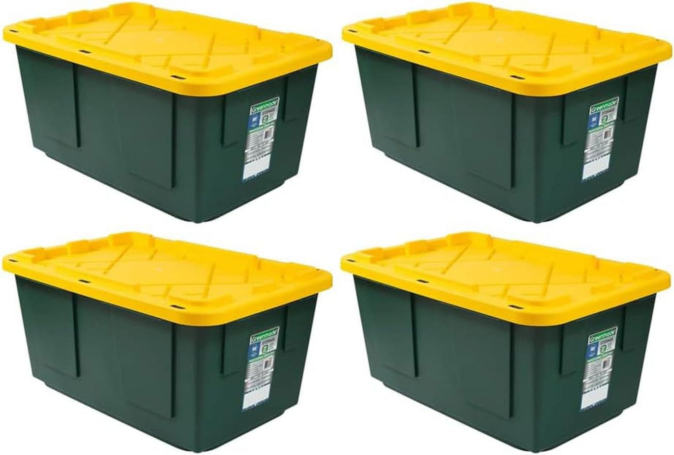 Extra Strong 27 Gallon, Black And Yellow Storage Bin (4Pack)