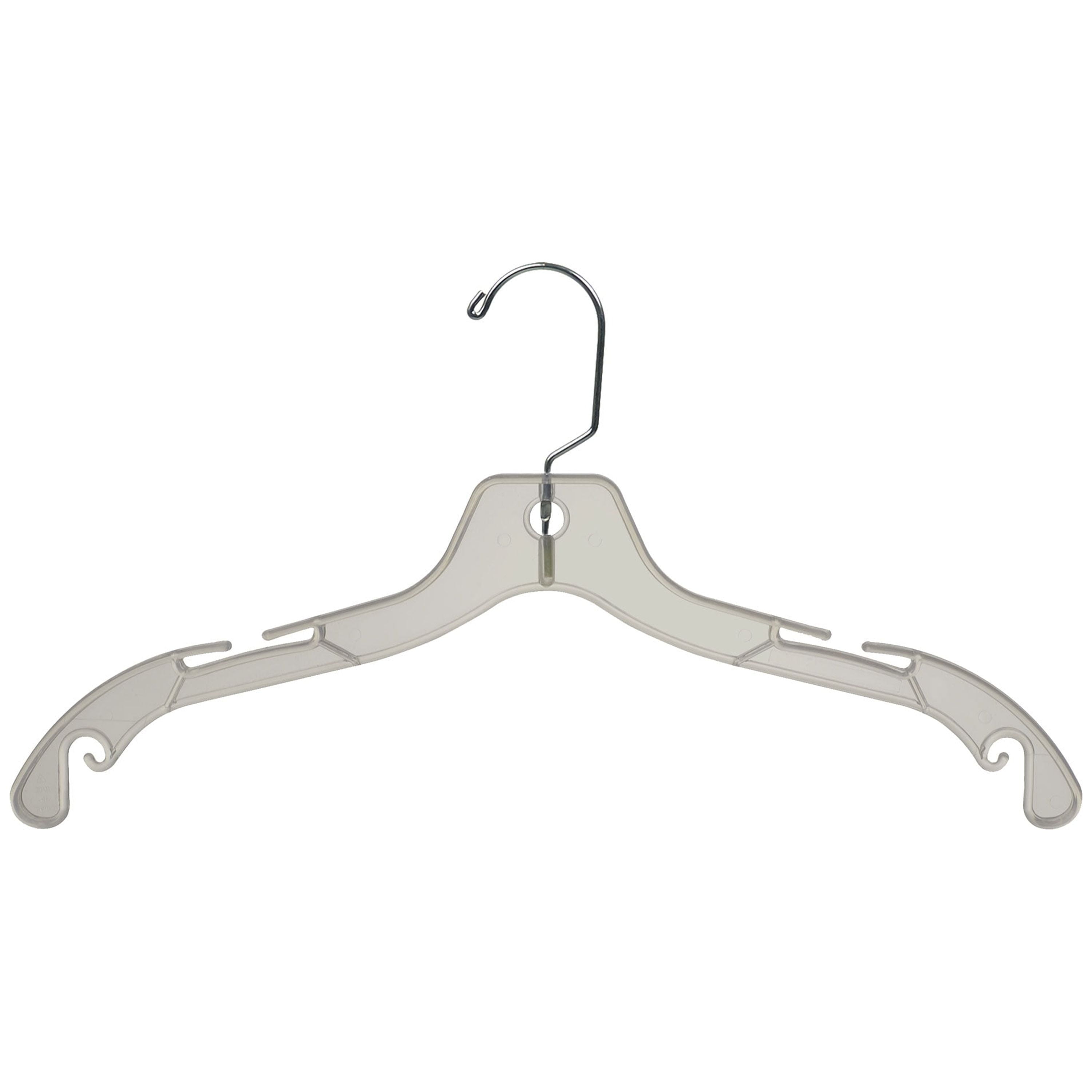 Extra Strong Clear Plastic Hanger with Chrome Hook, 17" Length