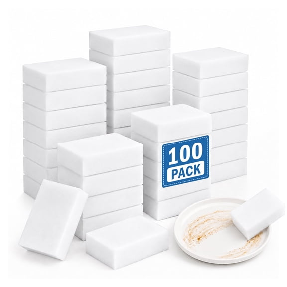 Extra Strong Magic Sponge Eraser,100 Pack Multi-Functional Melamine Sponge for Furniture,Bathroom,Bathtub, Sink,Floor, Baseboard, Wall Cleaner