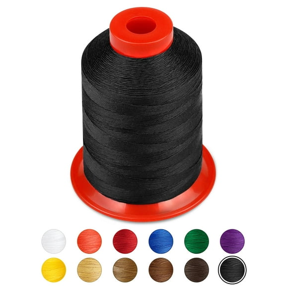Extra Strong Upholstery Thread, Bonded Nylon Heavy Duty Sewing Thread, 1000 Meters, 100% Nylon Thread for Denim, Leather, Vinyl, Canvas, Craft, DIY, Machine, Hand, Black