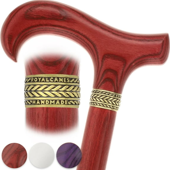 Extra Strong Walking Cane with Mahogany Red Ash Wood Derby Handle and Black and Gold Pewter Wheat Collar - Cane for Men and Women with 25mm Rubber Tip