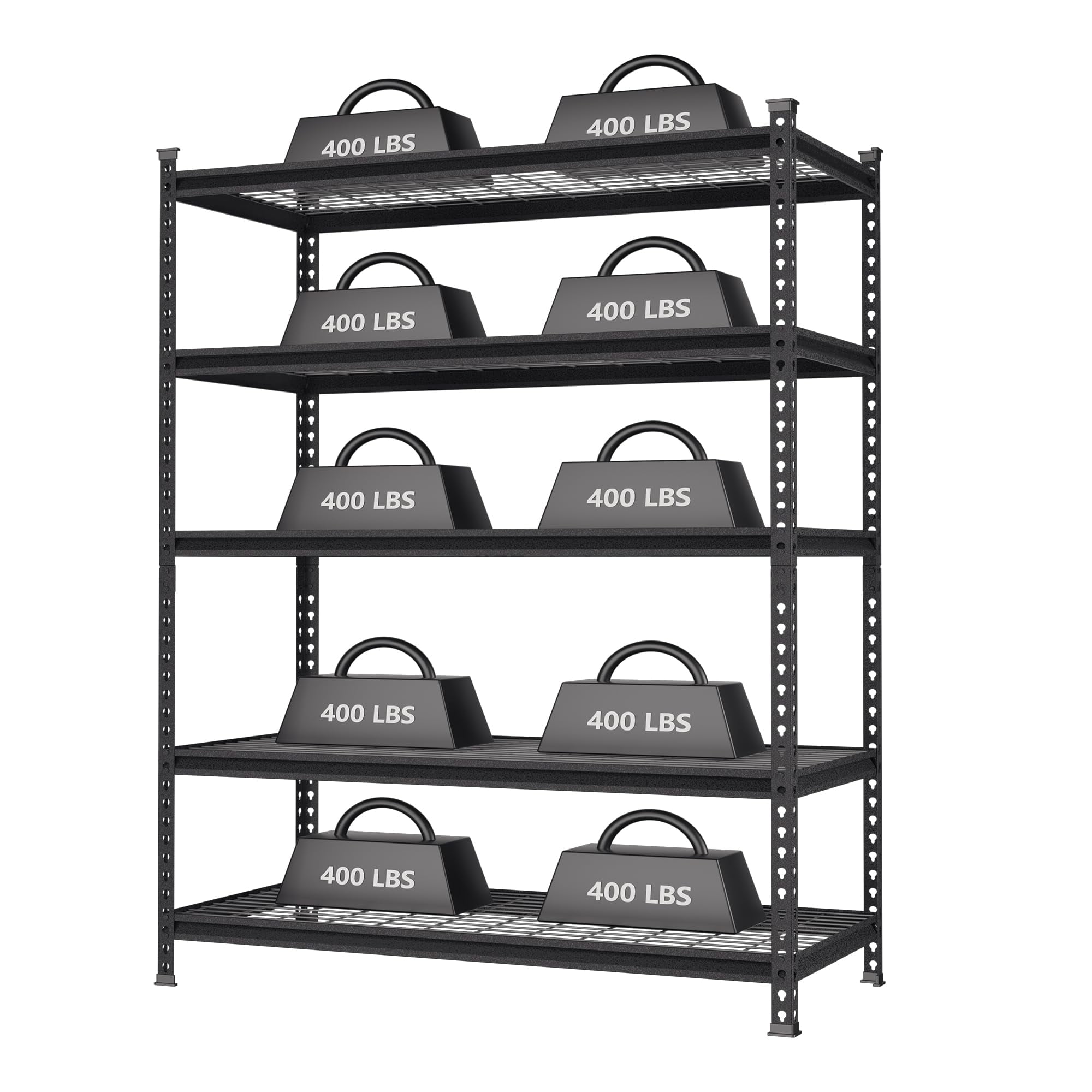 Extra Sturdy 5-Tier Storage Rack, 4000 lbs Total Capacity Adjustable ...