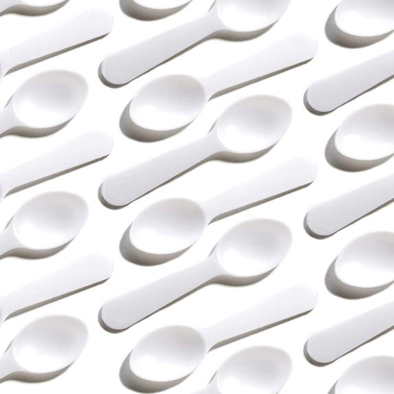 Extra Sturdy, BPA Free 500ct Plastic Tasting Spoons. Disposable Mini Tasters for Small Sampling or Individual Portions of Ice Cream, Sauces and Appetizers. Great for Food Trucks, Parties and Events.