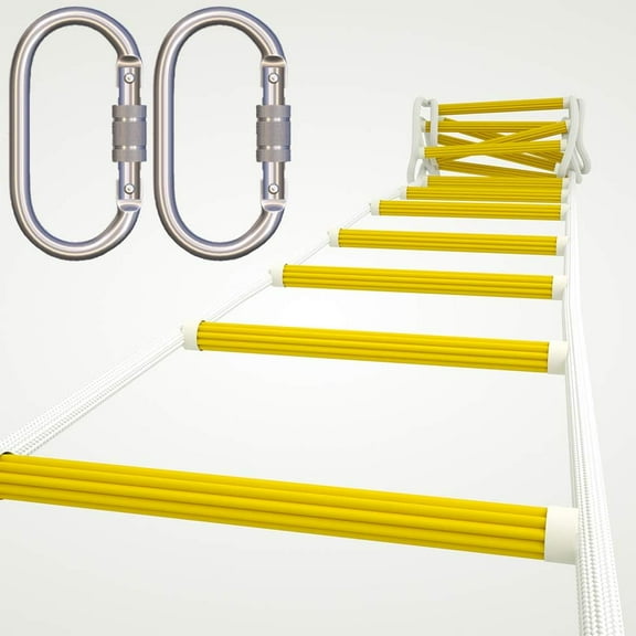 Extra Sturdy Emergency Fire Escape Ladder for Third Floor | 25 Foot Safety Ladder | Fast to Deploy & Easy to Use | Compact & Weather Resistant | Ladder Rope with Attaching Clips