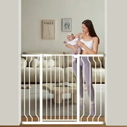 Fairy Baby Extra Tall 40.55" Baby Safety Gate 29.9"-39.2" Wide Pressure Mounted Pet Gate White Metal