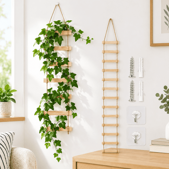 Extra Tall 6ft Wooden Ladder Trellis For Climbing - Sturdy Indoor/outdoor Plant Support Easyembly & Space-saving Vertical Garden D