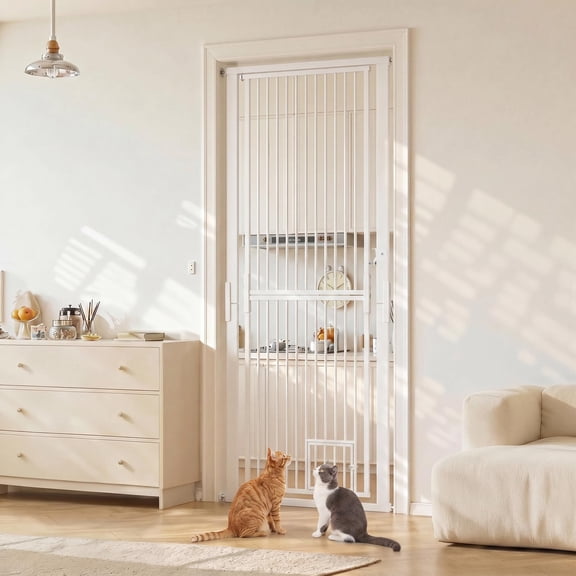 Extra Tall Adjustable Baby & Pet Safety Gate for Doors & Stairs – Pressure Mounted, Auto-Close, Double Lock, Drill-Free, Fits 30.3-40.9" Wide, 71" Tall – Barrier for Cats & Dogs – White
