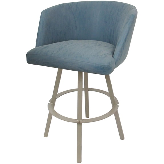 Extra Tall Bar Stool Swivel Metal 34" Seat - Joey - Topaz Blue Vinyl - Beige